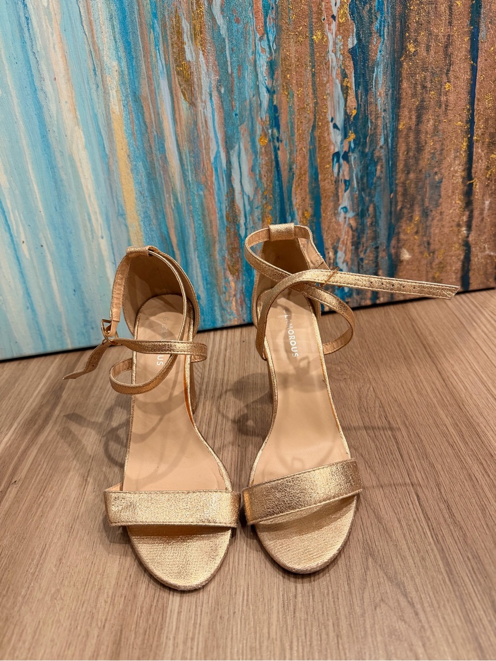 Gold Ankle-Strap Dress Sandals - Women's Heels